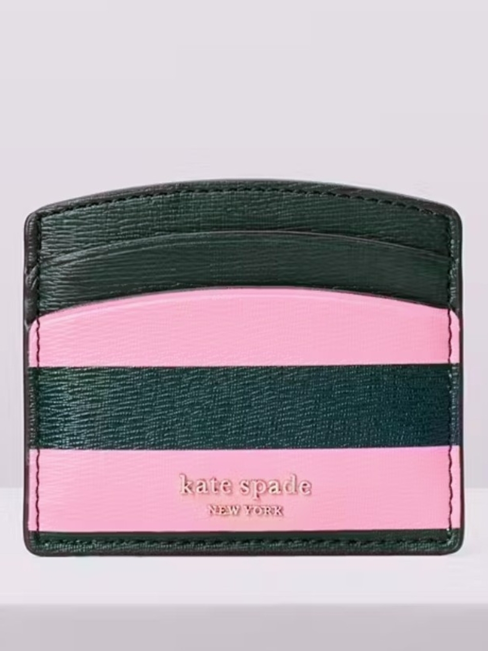 Kate Spade Pink and Black Sylvia Striped Cardholder